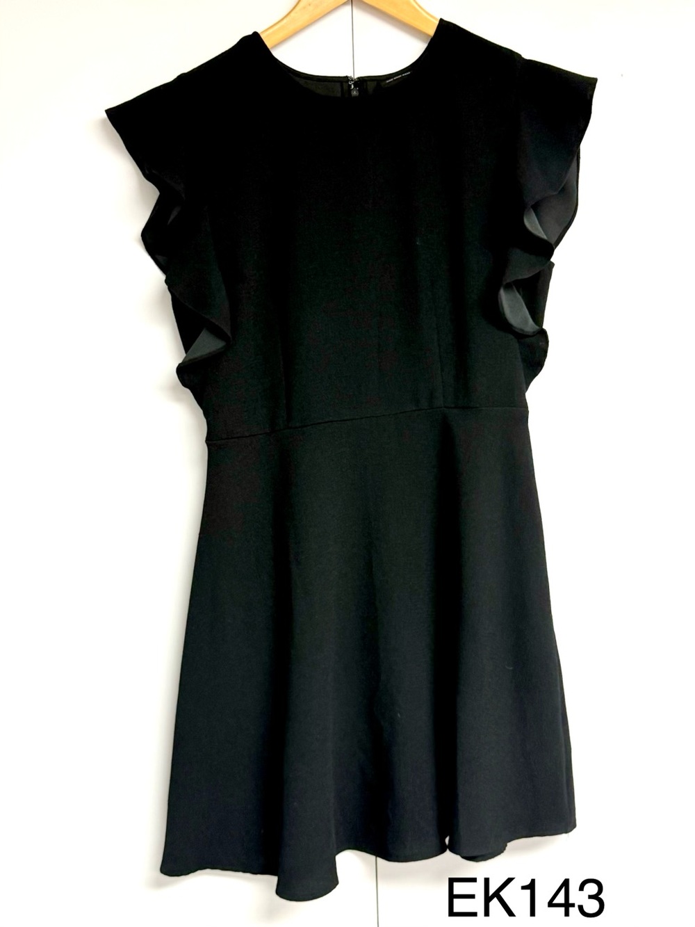 Who What Wear Target Black Ruffle Sleeve Fit & Flare Dress S